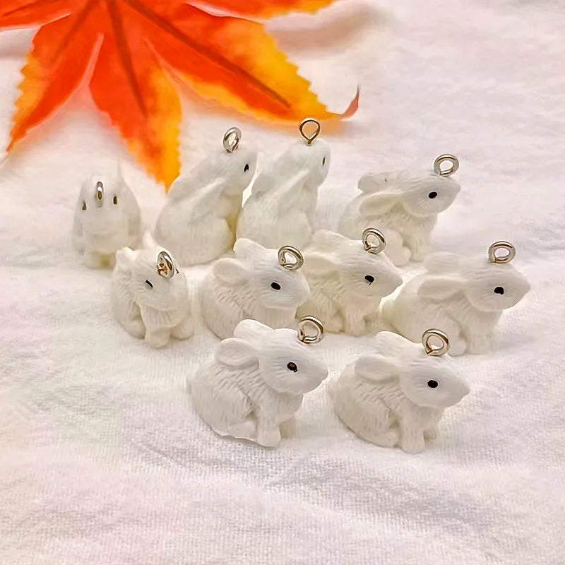 10Pcs 21*22mm 6 Color Rabbit Animal Charms