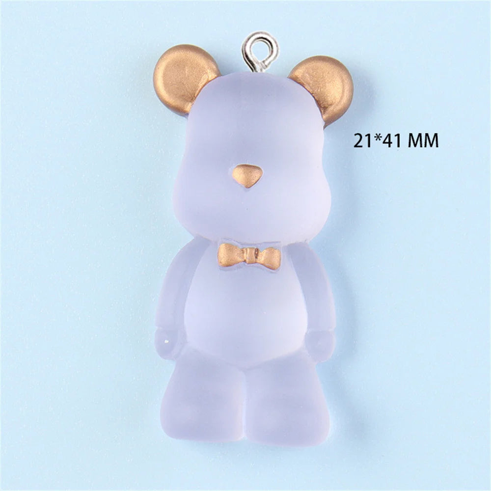 10Pcs Big Transparent 3D Bear Resin Charms