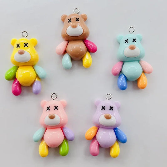 10pcs resin color bear charm cute