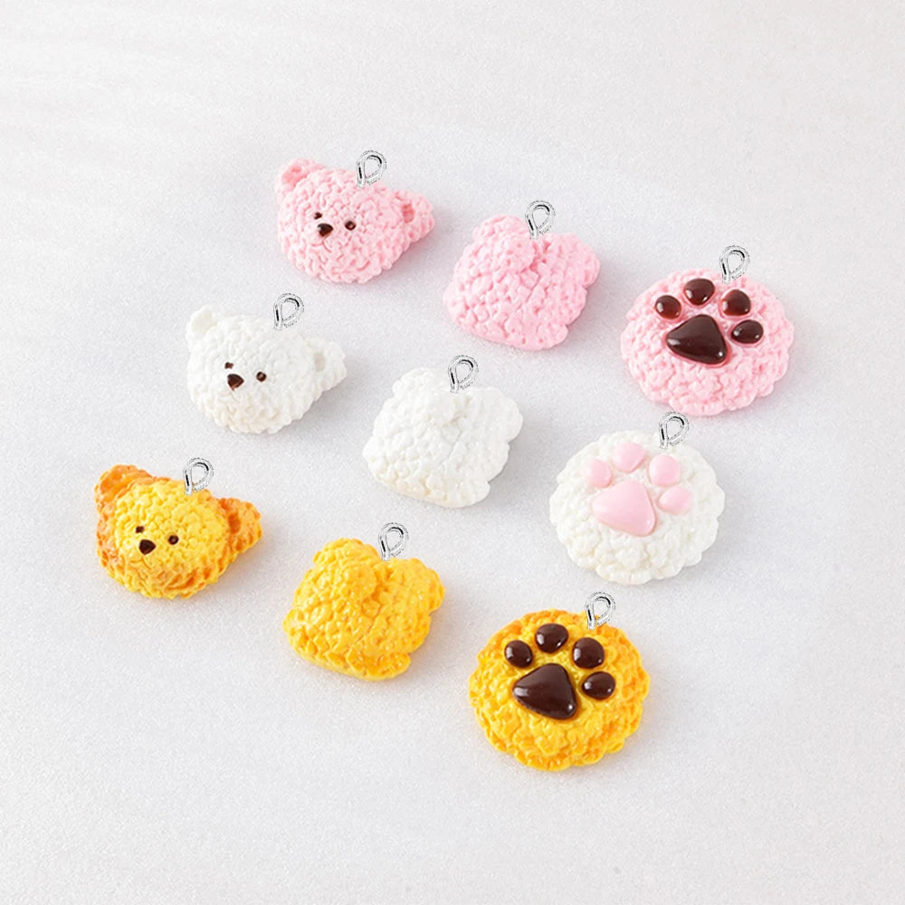 10PCS Cookie Bear Series Flat Back Charms