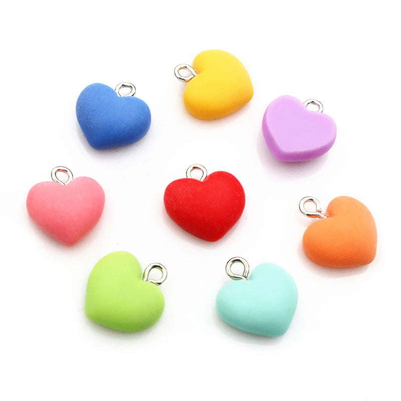 10Pcs Random Colors Mixed Star Heart Cake Charms Resin Glitter Cute Necklace Keychain Pendant DIY Keychain Making Accessories