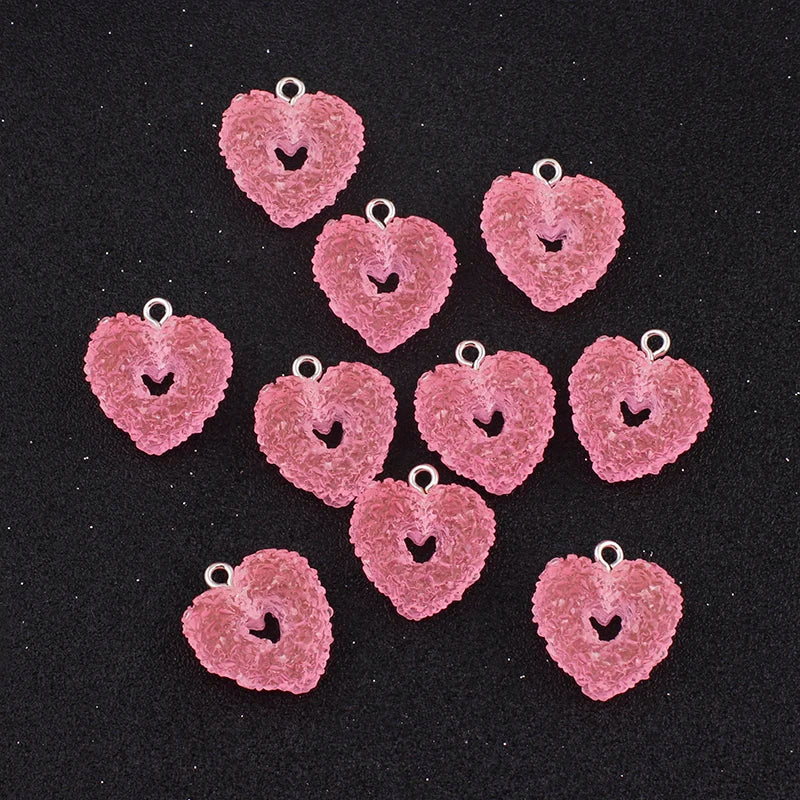 10pcs Icing Heart Star Shape Hard Candy Charms Cute Kawaii Resin Pendant Charms for Earrings Bracelets Jewelry Making Supplies