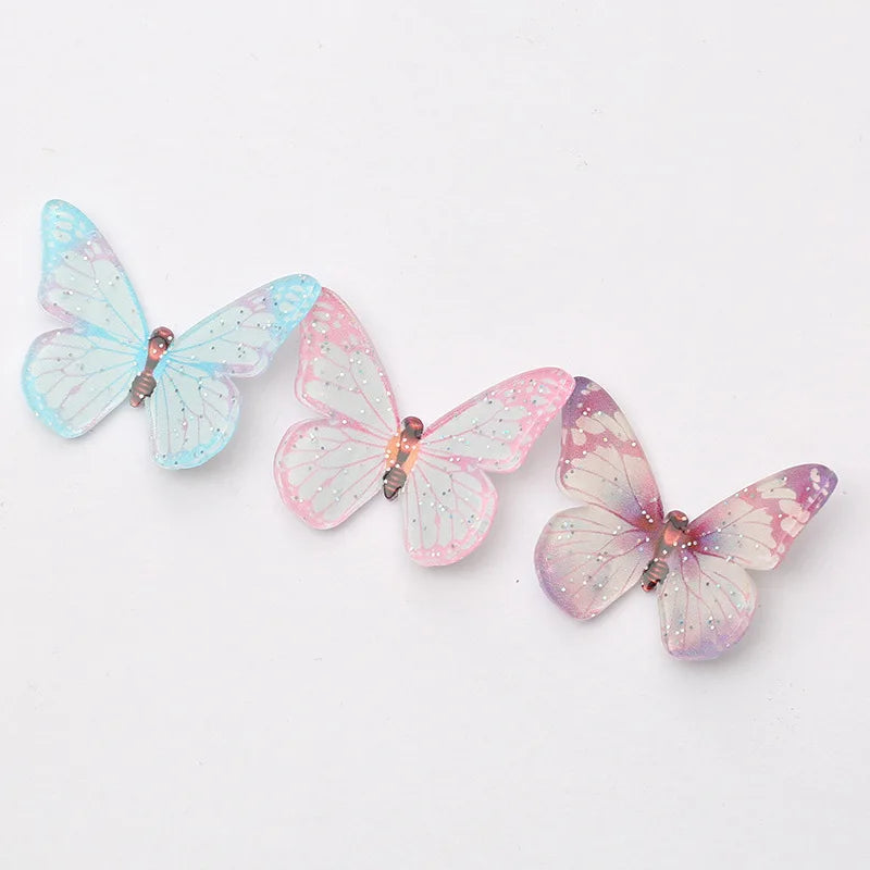 10Pcs Glitter Powder Hearts Flatback Resin Cabochons