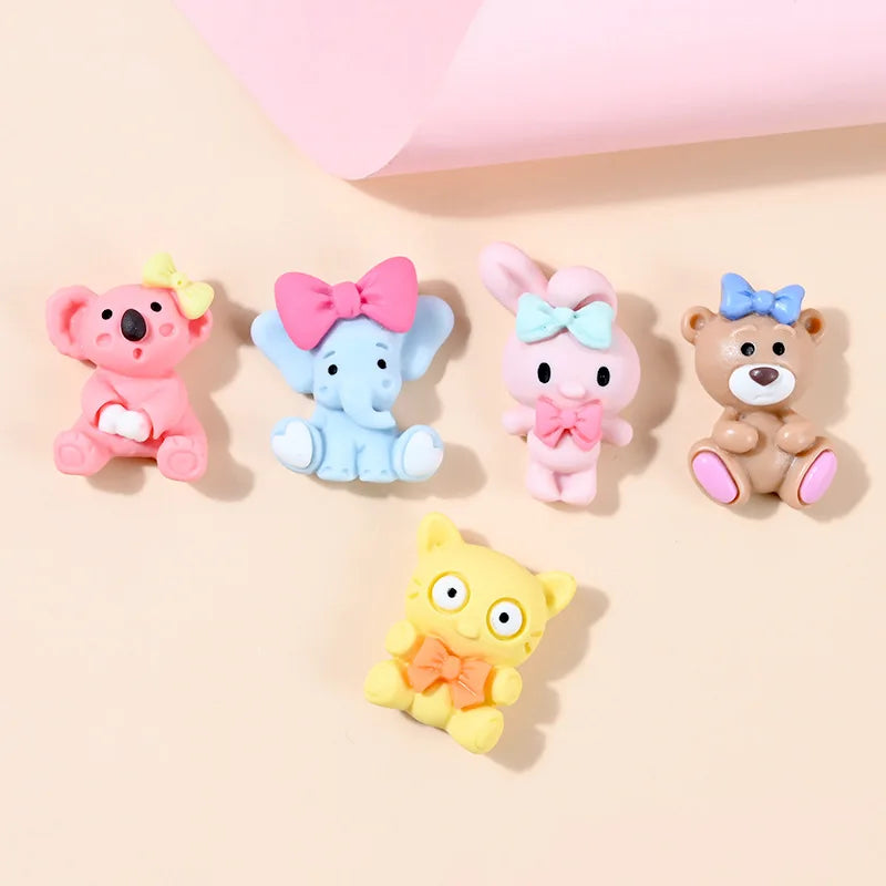 10pcs Cartoon Animal Elephant Cat Bear Rabbit Cute Charms