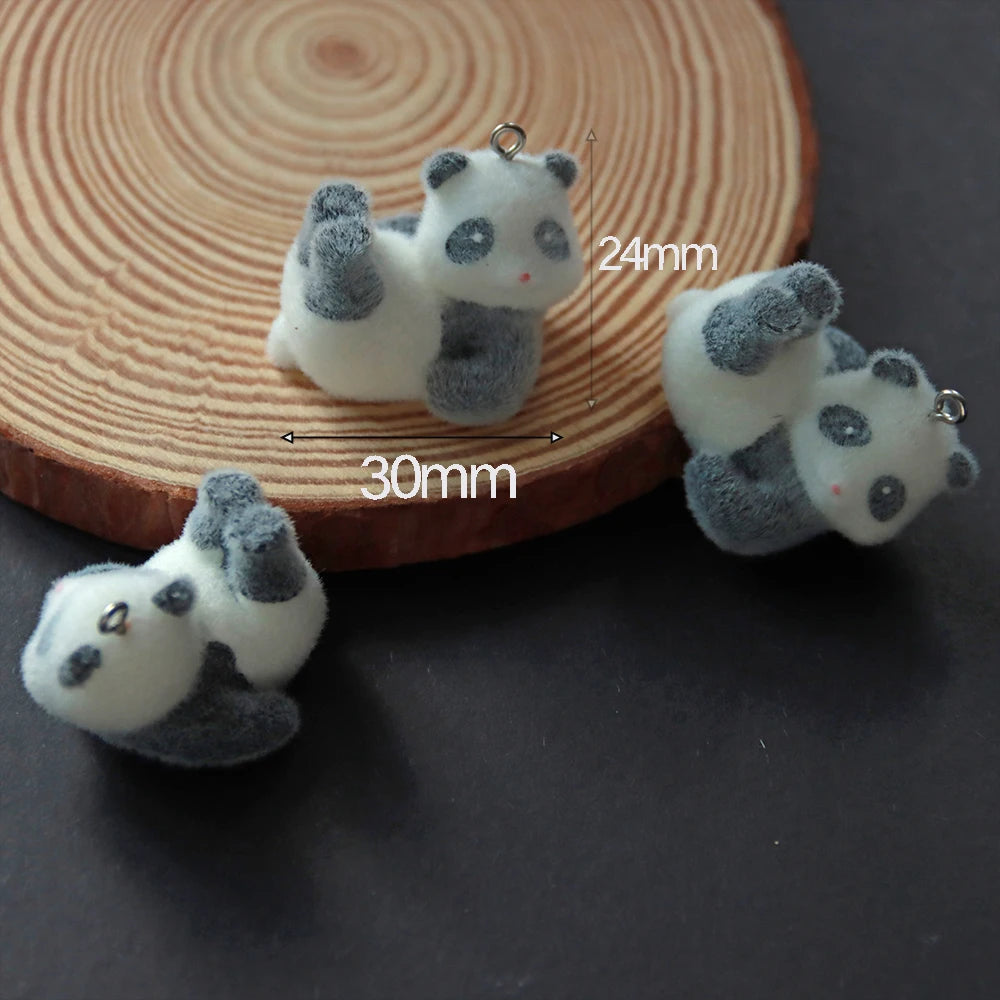 2Pcs 3D Kawaii Panda Charms Cartoon Panda Resin Pendant Earrings Keychains Backpack Accessories for DIY Crafts Jewelry Make