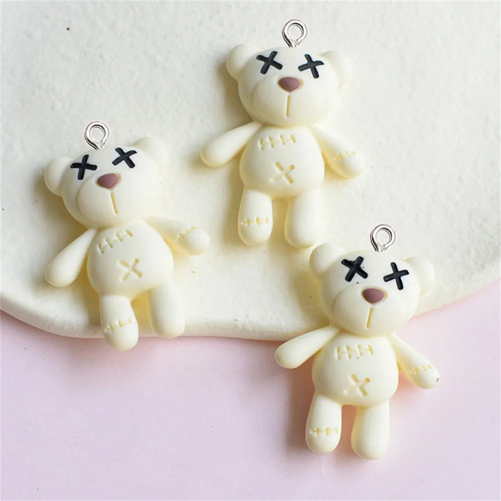 10pcs Trendy Cartoon Bear Resin Charms Keyring Pendant Jewelry Making DIY Handmade Bracelet Necklace Earrings Floating Accessory