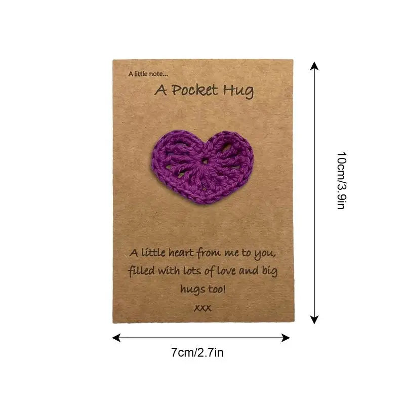 Crocheted Heart Pocket Hug Crochet Keepsake Love Notes Handmade Thoughtful Pocket Hug Crochet Heart Greeting Card For Birthday