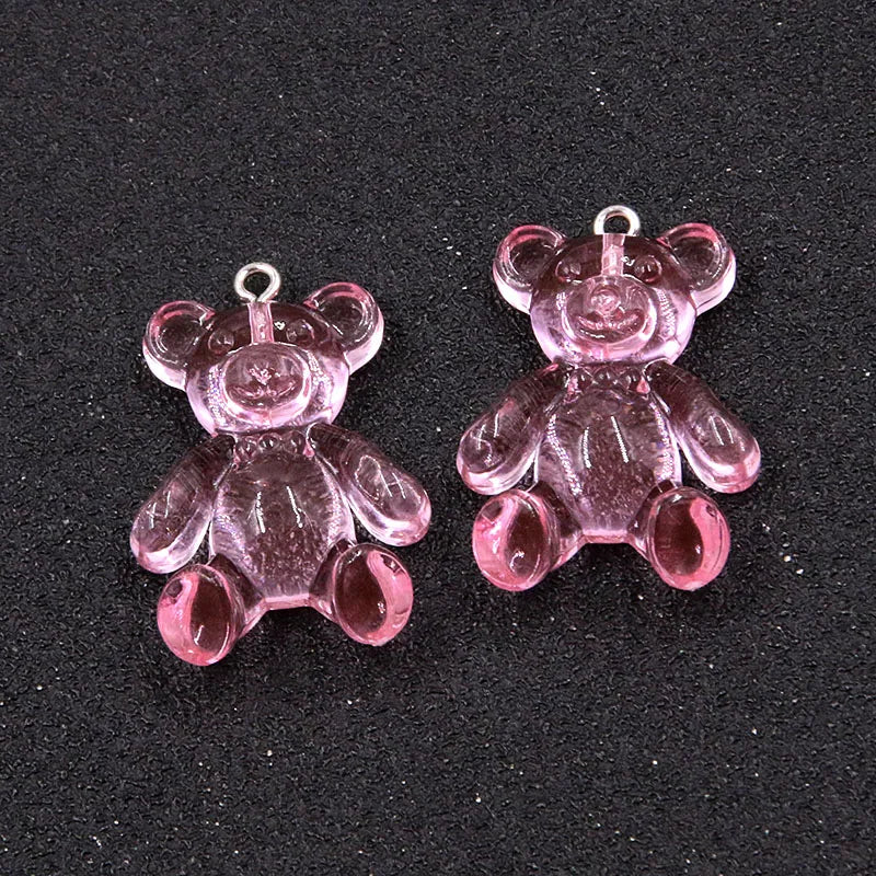 10Pcs 6 Colors 24*36mm Cute Bear Charms Resin