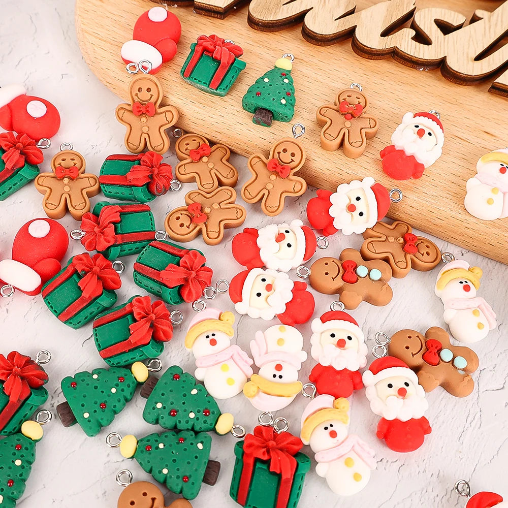 10pcs Cute Christmas Earring Resin Charms