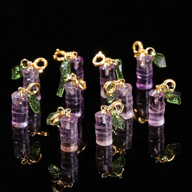 1 Pc Natural Amethyst Carved Bamboo Shape