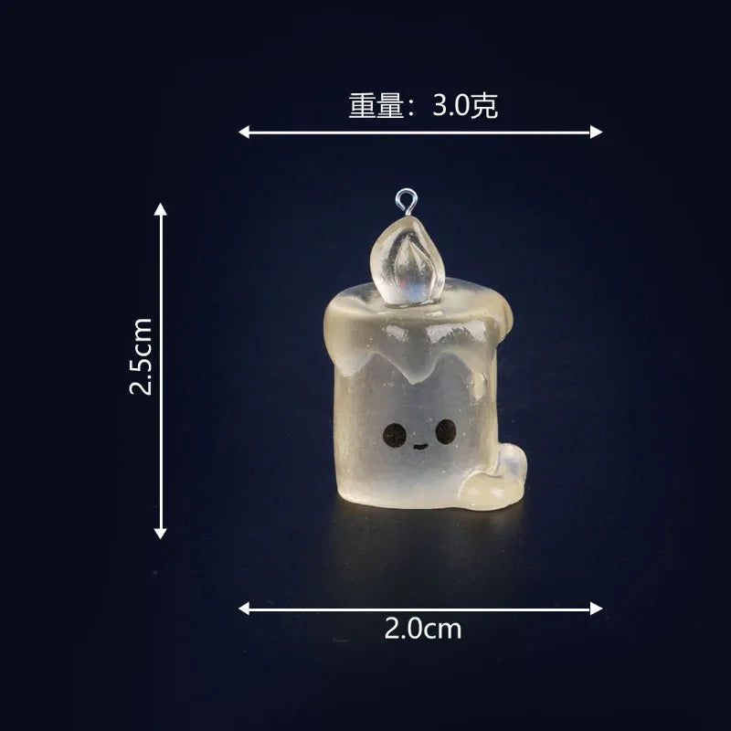 10Pcs Miniature Halloween Luminous Ghost Resin Charms For Jewelrry Making DIY Craft Earring Keychain Pendants Accessories