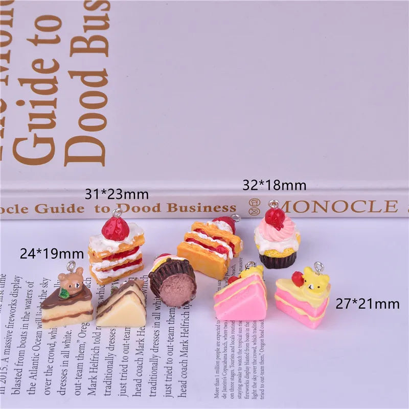 10Pcs Resin 3D Strawberry Cake Charms Earrings Pendants for Keychain Jewelry Making DIY Crafts Findings Necklace Accessories