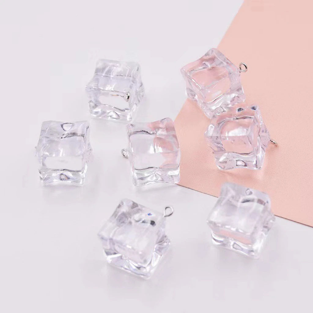 30pcs19x19mm Transparent Ice Cube Resin Charms Pendant for Making Diy Jewelry  Necklace Earrings Keychain Accessories