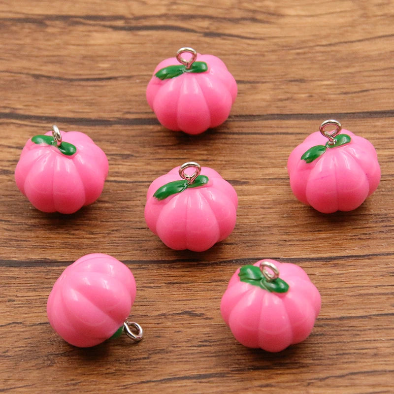 10Pcs 17X17MM Cute 7 Color Halloween Pumpkin Charms