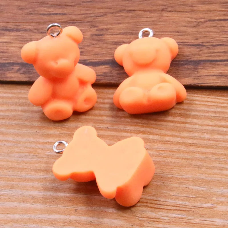 10Pcs 18X24MM Cute 6 Color Bear Resin Earring Charms