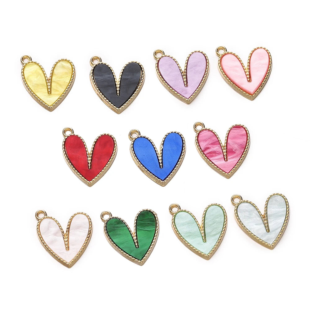 10pcs/lot Alloy Heart-shaped Imition Shell Alloy Pendants Necklace Small Charm For DIY Jewelry Making Crafts Supplies Findings