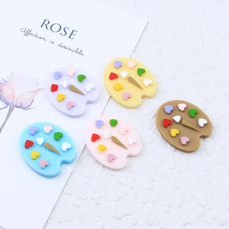 10Pcs Glitter Powder Hearts Flatback Resin Cabochons