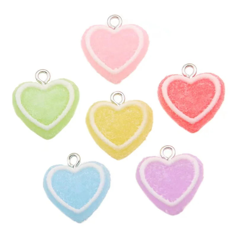 10pcs  17*20mm Simulated Colorful Double Peach Heart Resin Charms