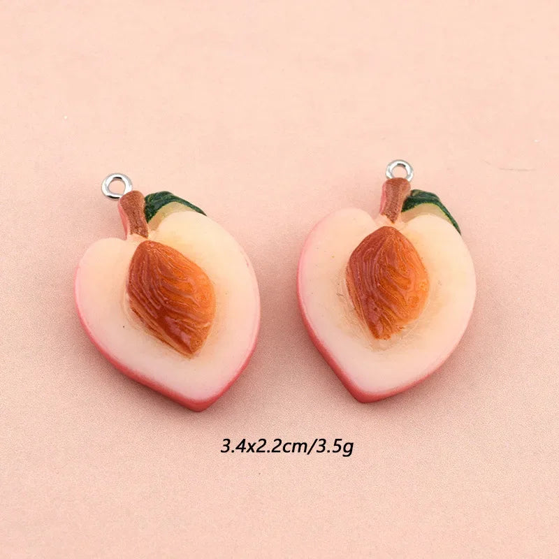 10Pcs Fashion Cute Peach Fruit Charms