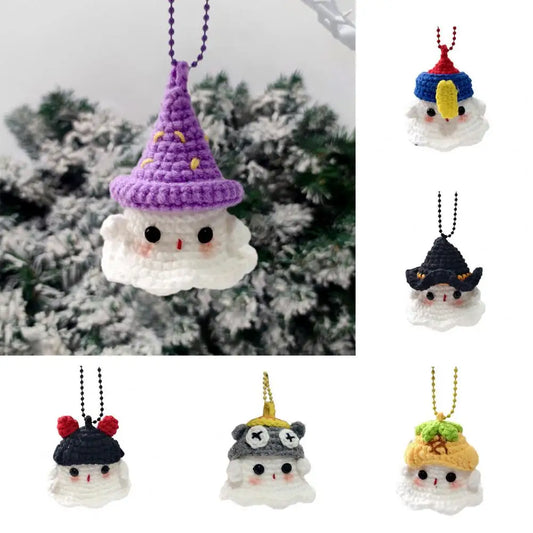 Kawaii Knitten Wool Ghost Doll Halloween Home Decoration Creative Crochet Dolls Pendant Keychain Halloween Party Gift Room Decor