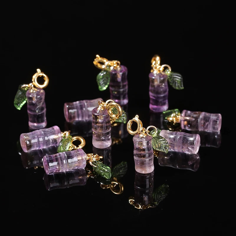 1 Pc Natural Amethyst Carved Bamboo Shape