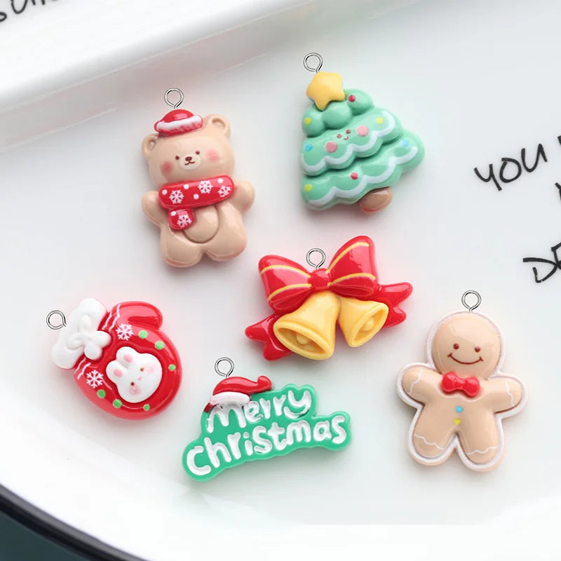 10pcs Bright Chubby Resin Christmas Charms