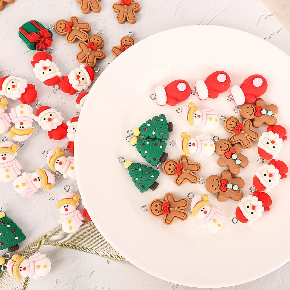 10pcs Cute Christmas Earring Resin Charms