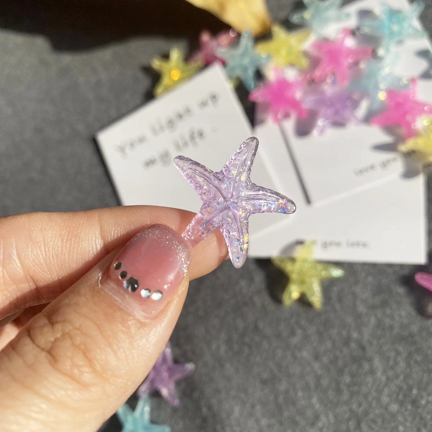 I love you more card,Cute resin stars,starfish 3D greet card,a little pocket hug card, Funny Graduation Card, Support Card