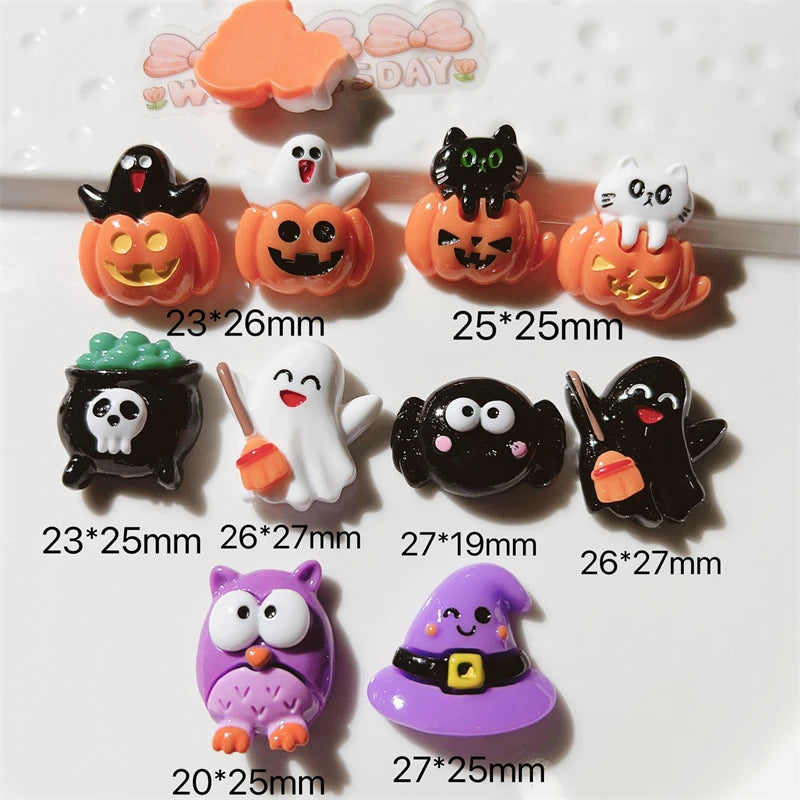 10Pcs Cartoon Halloween Charms Resin