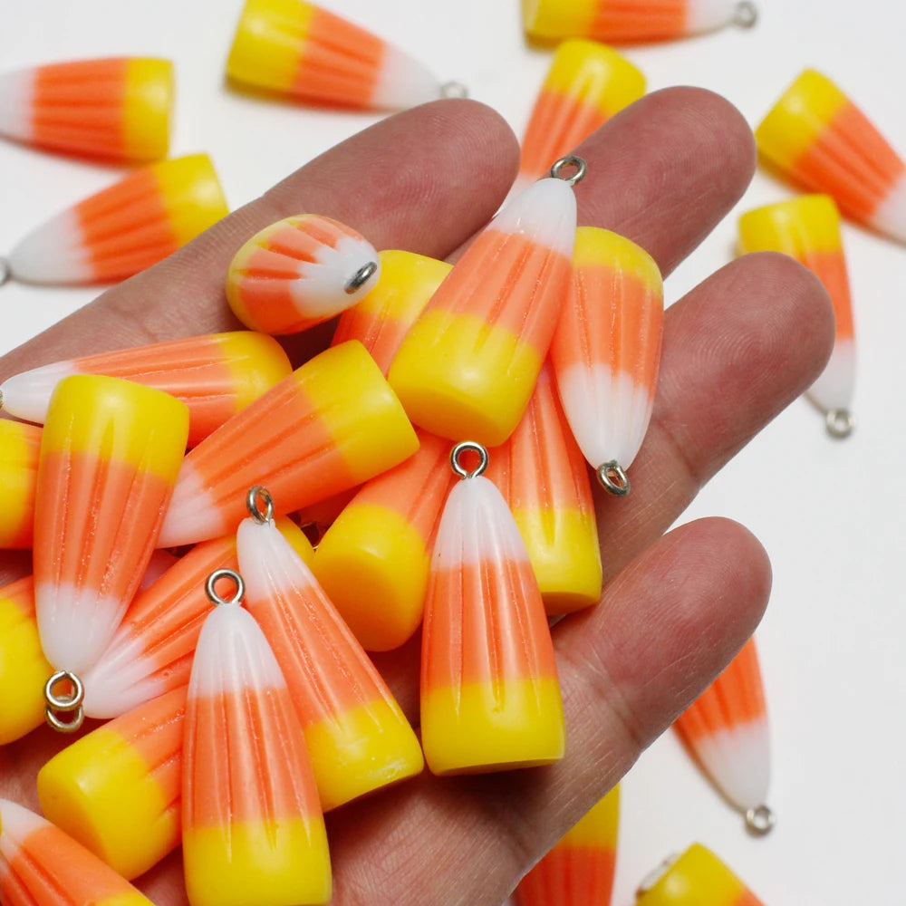 10pcs Halloween Corn Candy Sugar Food Charms Resin Pendants for Earrings Necklace Keychain Jewelry Making Supplies Diy Findings