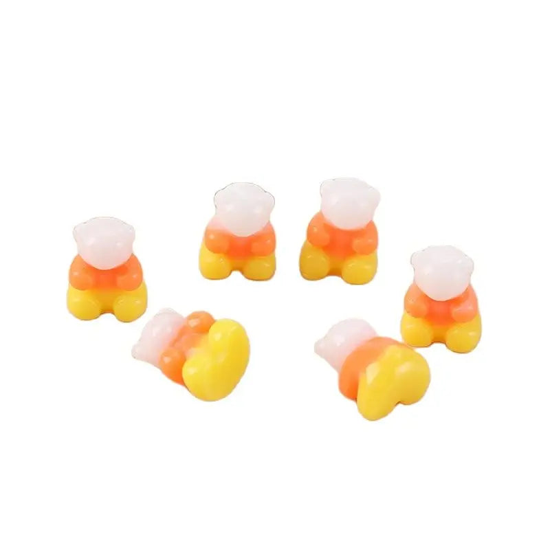 10Pcs Halloween 3D Candy Corn Bear Charms Resin Pendant For Keychain Necklace  Jewelry Diy Making