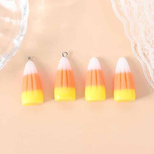 10Pcs Halloween Candy Corn Charms Creative Resin Pendant For Keychain Necklace  Jewelry Diy Making