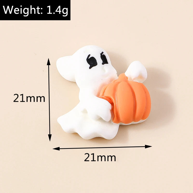 10pcs Mixed Halloween Charms Cute Resin Whitch Hat Cat Pumpkin Moon Ghost Charms Pendants for DIY Jewelry Making Accessories