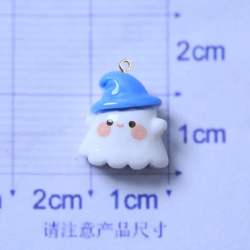 10Pcs Cute Halloween Ghost Series Resin Charms