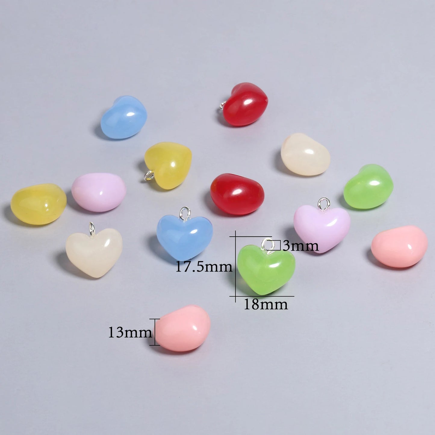 10pcs/lot Mixed Cute Resin Heart charms pendants for bracelets necklace earrings jewelry making diy Keychain parts 17.5x18mm