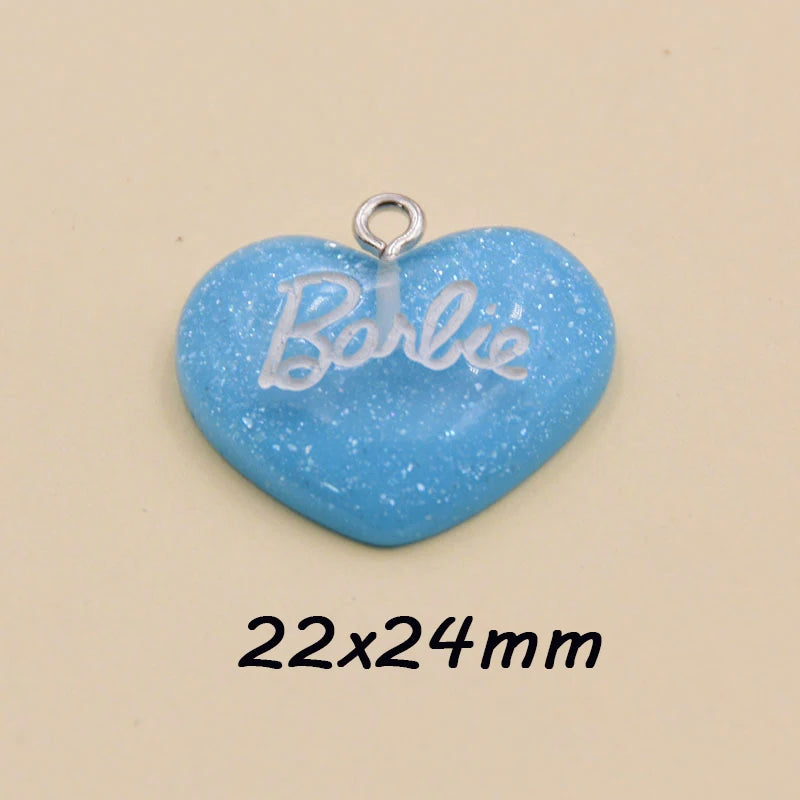 10Pcs Resin Hearts Charms Simulation Glitter Love with Letter Pendants for Jewelry Making DIY Earring Necklace Keychain Findings