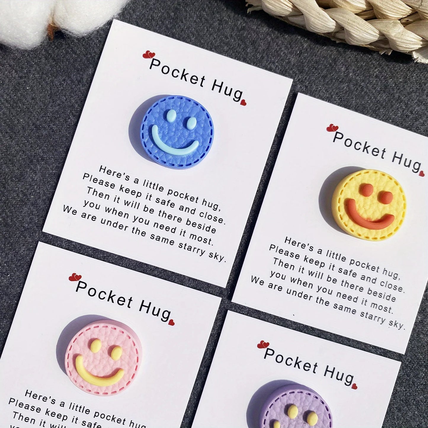 1 set, small pocket hug cards, 3D resin smiley greeting cards, special birthday wedding party Valentine's Day gifts, I love you