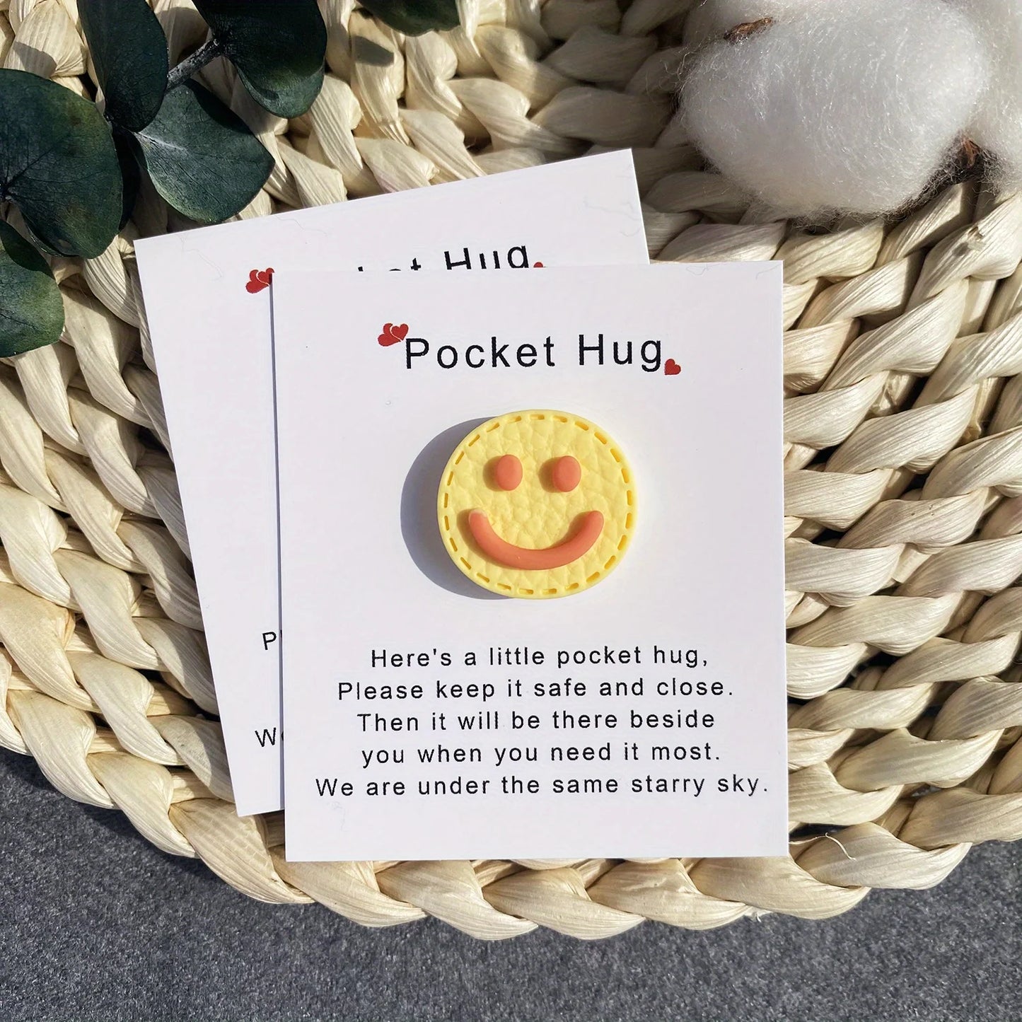 1 set, small pocket hug cards, 3D resin smiley greeting cards, special birthday wedding party Valentine's Day gifts, I love you