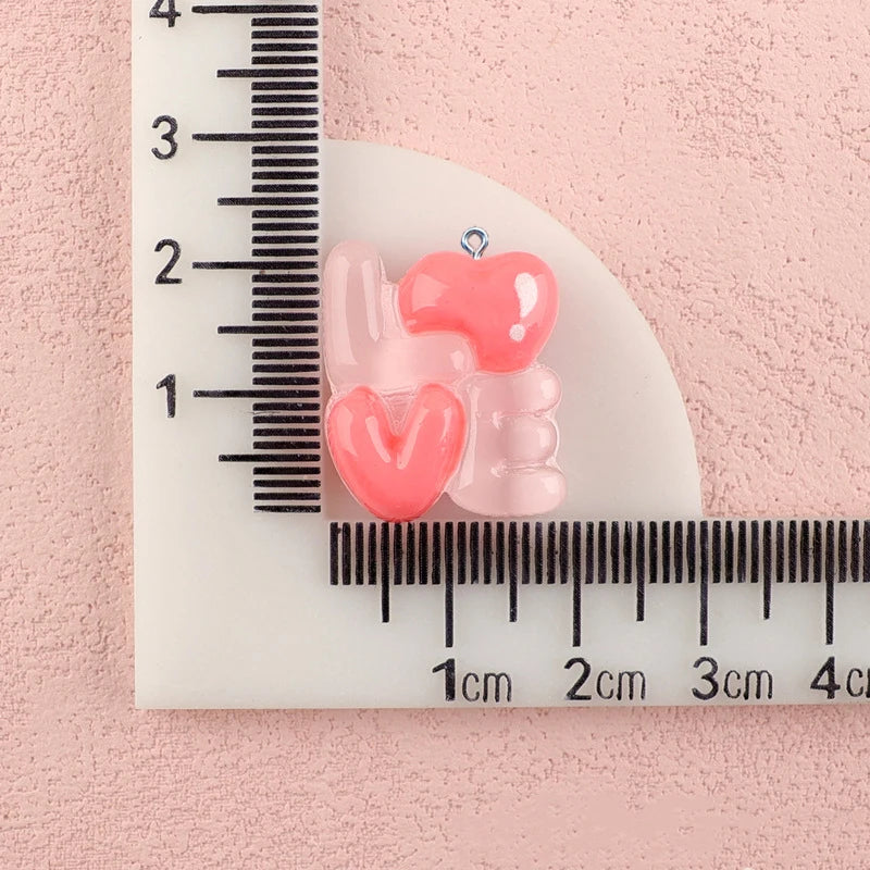 10Pcs Cute Flatback Love Heart Candy Bear Resin