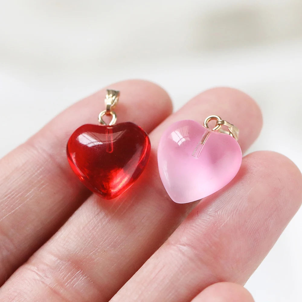 10Pcs/Lot Czech Lampwork Crystal Glass Heart Beads Charms pendant DIY Handmade Jewelry Making Necklaces Earrings Accessories