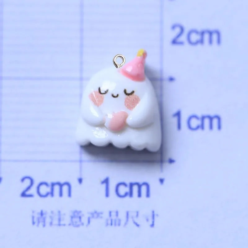 10Pcs Cute Halloween Ghost Series Resin Charms