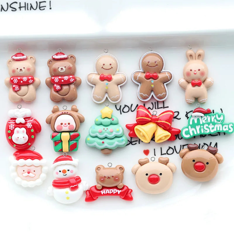 10pcs Bright Chubby Resin Christmas Charms