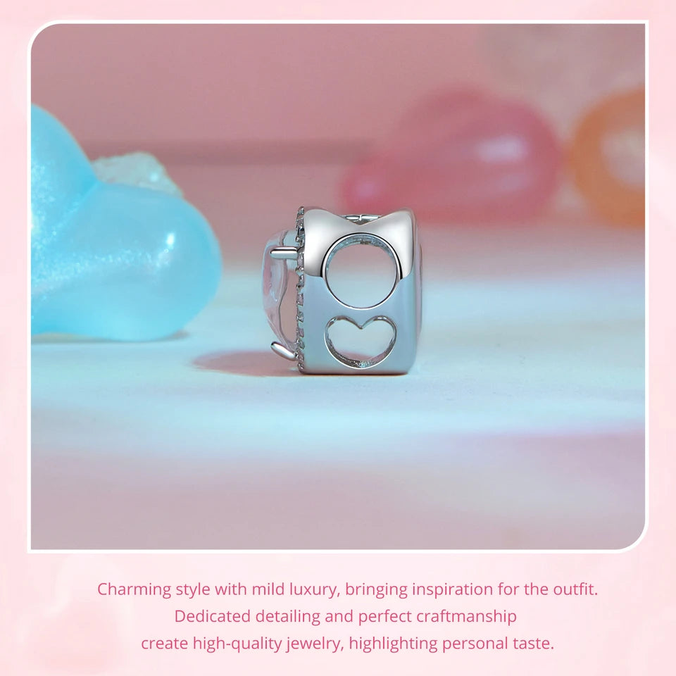 BAMOER 925 Sterling Silver Cute Bear Charms, "I love U" Cute Animal with Opal fit European Bracelets DIY Accessories SCC2713