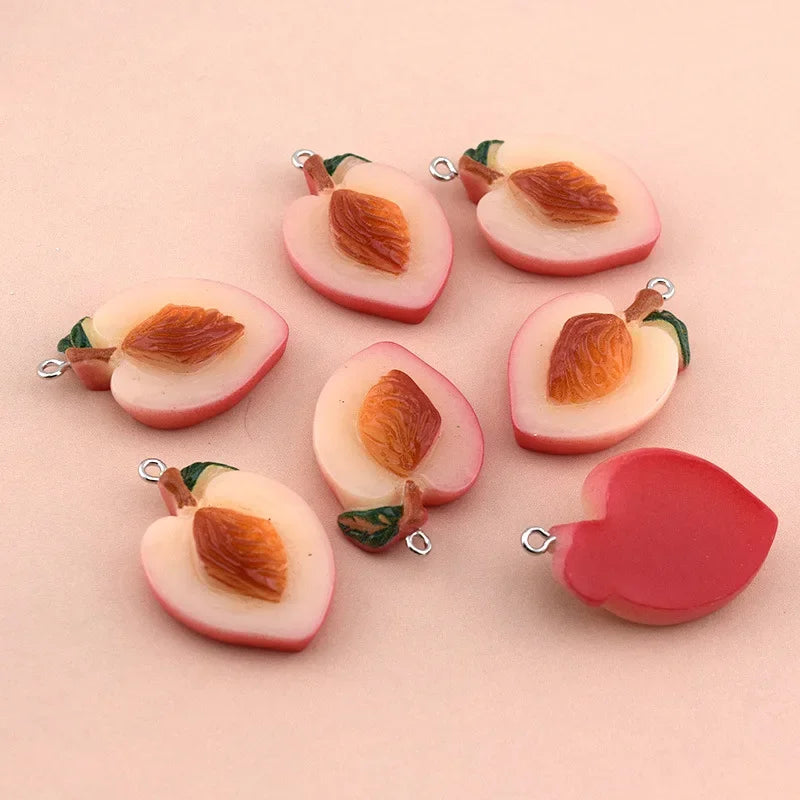 10Pcs Fashion Cute Peach Fruit Charms