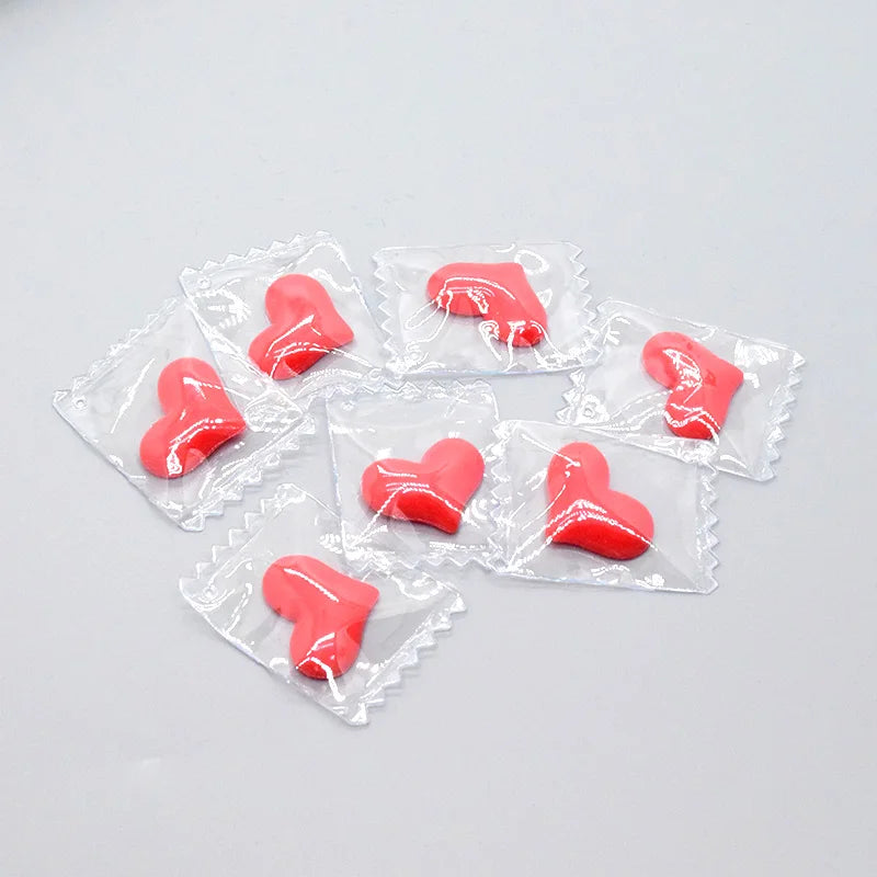 10pcs Cute Transparent Candy Small Hearts Charms