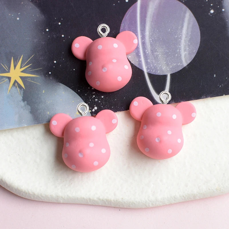 10Pcs Fashion Bear Head Resin Pendant