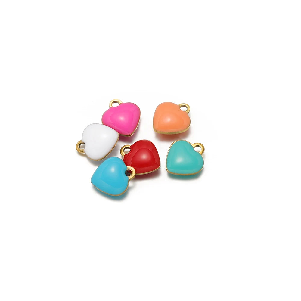 20pcs Stainless Steel Multicolor Enamel Heart Charms Pendant for DIY Jewelry Necklace Findings Bracelet Supplies Earrings Making