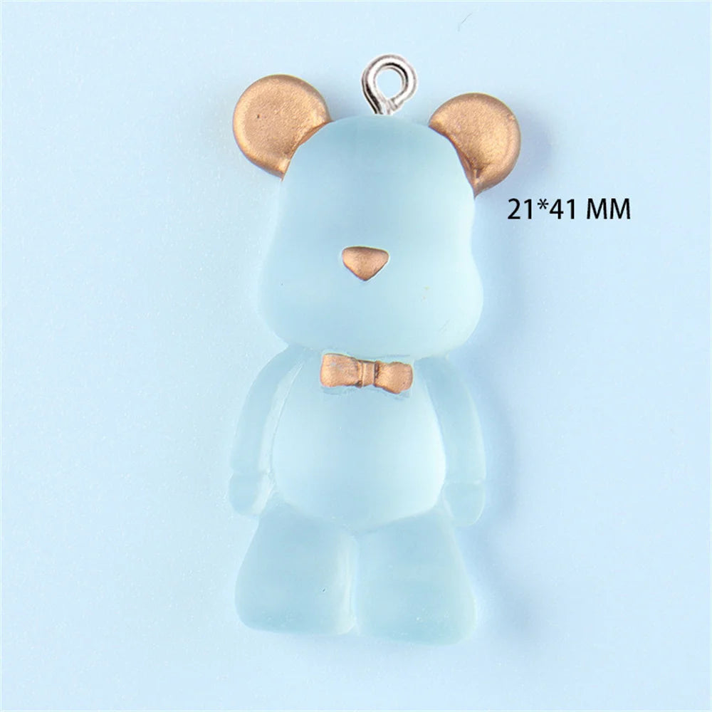 10Pcs Big Transparent 3D Bear Resin Charms