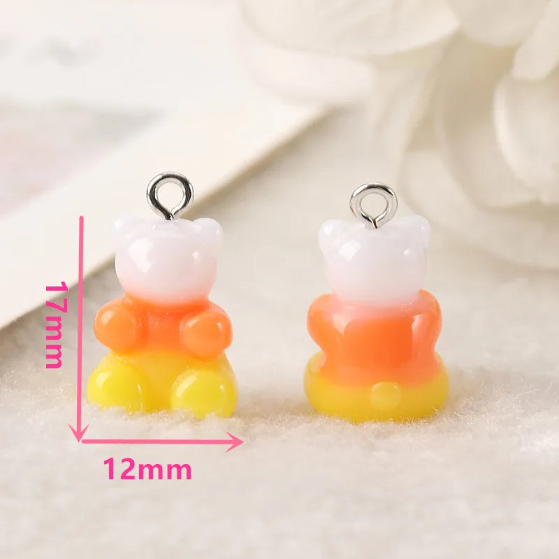 10Pcs Halloween 3D Candy Corn Bear Charms Resin Pendant For Keychain Necklace  Jewelry Diy Making