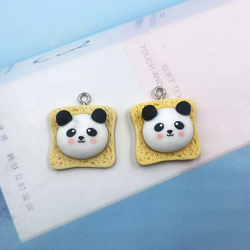 10pcs Animal Rabbit Panda Bear Toast Bread Pendant